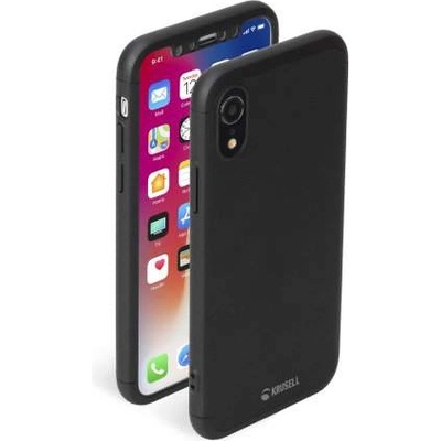 Krusell Arvika 3.0 360 Case - поликарбонатов кейс за целия телефон и стъклено защитно покритие за iPhone XR (черен)