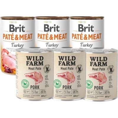 Brit Paté & Meat Turkey 3 x 800 g Wild Farm Pate Pork 3 x 800 g