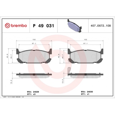 Sada brzdových platničiek kotúčovej brzdy BREMBO P 49 031