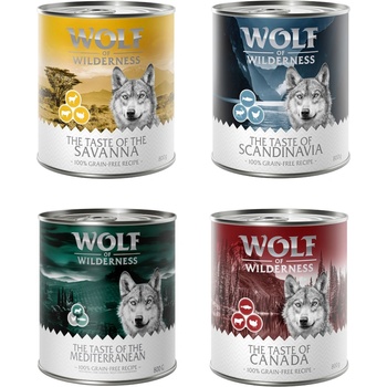 Wolf of Wilderness 24х800г The Taste Of. . . Wolf of Wilderness, консервирана храна за кучета - смесена опаковка