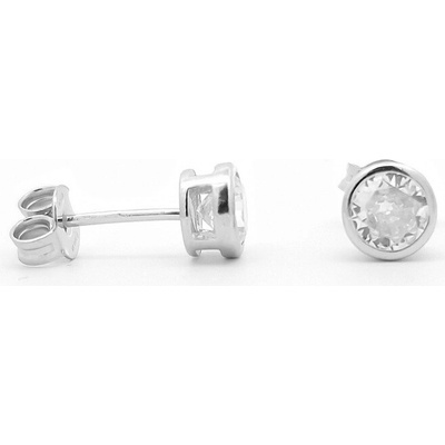 Šperk Holíč Strieborné náušnice s bielym kamienkom N19