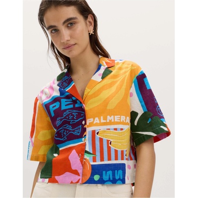 Marks & Spencer Плажна риза с къси ръкави с принт, от чист памук Marks & Spencer многоцветна Marks & Spencer | Mnogotsveten | ЖЕНИ | 152