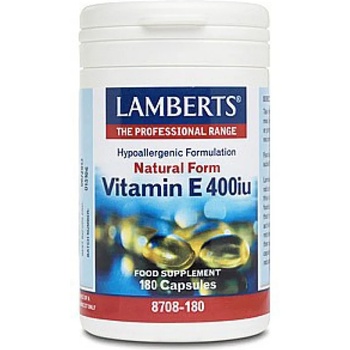 LAMBERTS Хранителна добавка Натурал витамин Е , Lamberts Vitamin E- 400iu Natural Form180caps