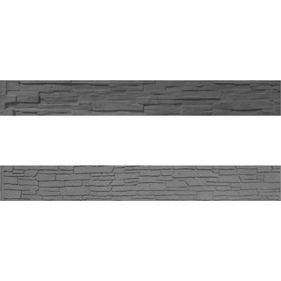 Betonová deska plotová sokl, oboustranná - 200 x 25 cm, štípaný a skládaný kámen - grafit