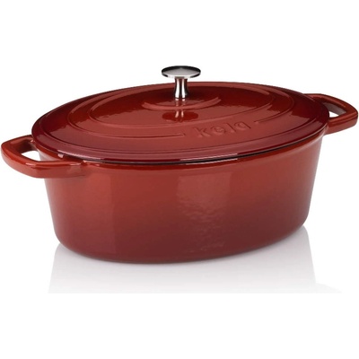Kela 29 х 23 см червена чугунена овална тенджера с капак KELA от серия Calido