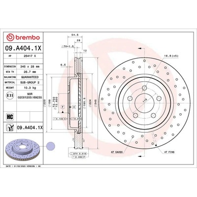 Brzdový kotouč BREMBO 09.A404.1X – Sleviste.cz