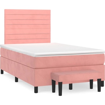 vidaXL Боксспринг легло с матрак, розово, 120x190 см, кадифе (3270480)