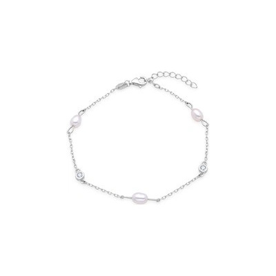 Nubis stříbrný náramek s přírodními perlami NB-1173
