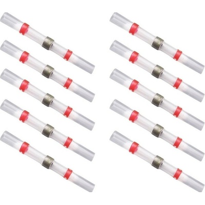 Vodotěsná kabelová spojka pájecí s cínem a bužírkou - červená Ø2,7mm x 40mm 10ks