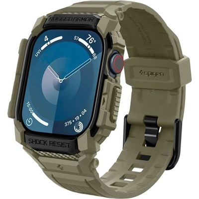 Spigen Удароустойчив кейс с каишка за Apple Watch 10 (46mm) от Spigen Rugged Armor Pro - Vintage Khaki (8809971234528)