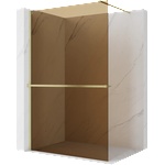Mexen Kioto+ душ-панел с рафт Walk-in 90 x 200 см, бронз 8 мм, злато четкано (800-090-121-55-32)