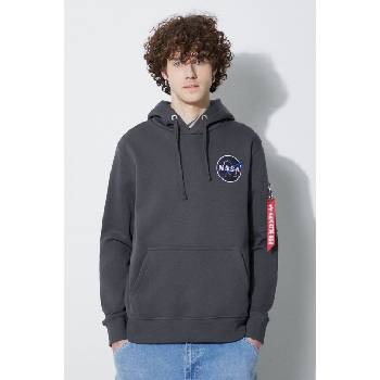 Alpha Industries Суичър Alpha Industries NASA Orbit Hoody в сиво с качулка с апликация 146339 (146339.)