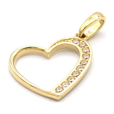 B&B Goldinvestic Zlatý přívěsek srdce se zirkony N4146