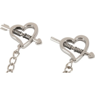 Bad Kitty Heart Shaped Nipple Clamps Silver