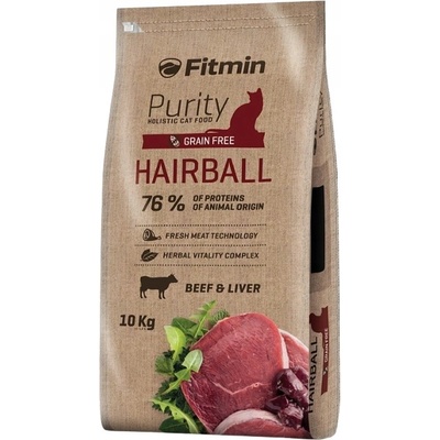 Fitmin Purity Cat Hairball s čerstvým hovädzím pre dlhosrsté mačky 10 kg