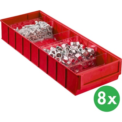Allit Plastový regálový box ShelfBox typ F 183 x 300 x 81 mm 8 ks červený