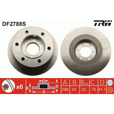Brzdový kotúč TRW SINGLE DF2788S