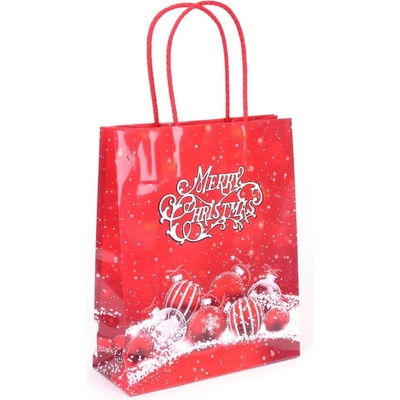 Екстрапак 20 х 25 см гланцово ламинирана подаръчна чанта с декор "Коледен сняг (35456)