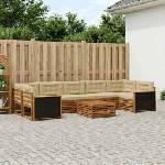 vidaXL Комплект дивани за открито 8 бр. Натурален и Бежов (3383136)