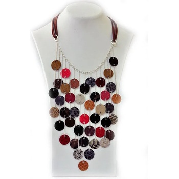 Image 1 of Dannyra Елегантно колие с кожени пендари и посребрена каишка Dannyra Jewels