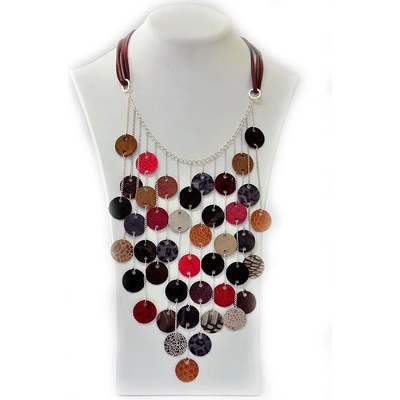 Dannyra Елегантно колие с кожени пендари и посребрена каишка Dannyra Jewels