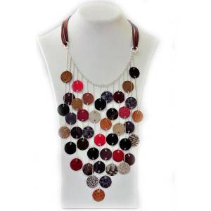 Dannyra Елегантно колие с кожени пендари и посребрена каишка Dannyra Jewels