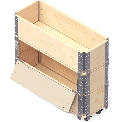 Asko Idea Vyvýšený záhon 120x30x68 cm s kolieskami a úložným priestorom borovica