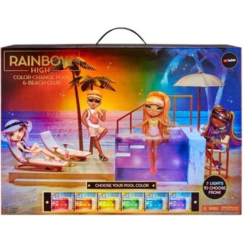 MGA Rainbow High - Bazén so zmenou farby nad plážovou súpravou