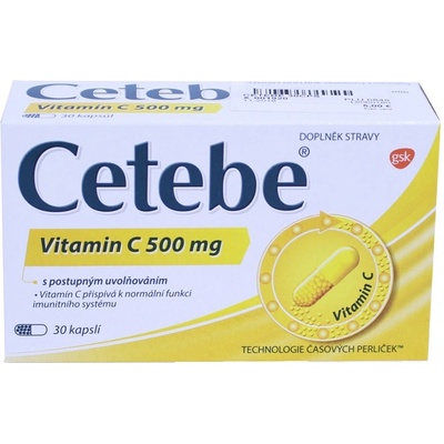 Cetebe Vitamín C 500 mg s postupným uvoľňovaním 30 kapsúl
