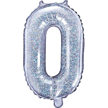 PartyDeco Балон от фолио Mini - число 0 холографски 35см
