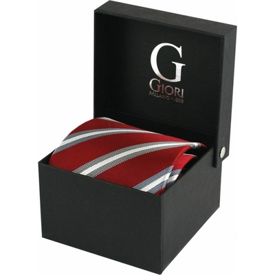 Luxusná kravata Giora Milano červeno-sivá