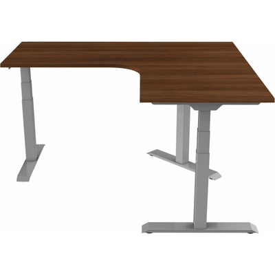 Delso Rohový výškovo nastaviteľný stôl Shaper 130 x 180 cm ľavý, orech / sivá