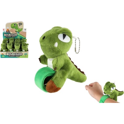 Náramek na ruku dinosaurus plyš/plast 12ks v boxu 13 cm