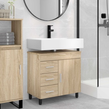 vidaXL Шкаф със светло за баня Дъб сонома 60 x 35 x 60 см (889377)
