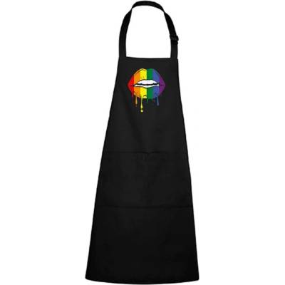 Dobrý Triko Zástěra s potiskem Pride ústa Černá