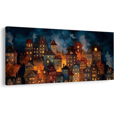 Obraz kouzelná zimní noc ve městě - 60x30
