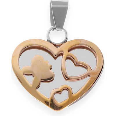 MPM Dámský ocelový nerezový přívěsek Loving stříbrnozlaté barvy SPD.6628