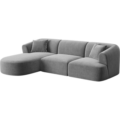 Cosmopolitan Design Rohová pohovka Campi Šedá sametová 256 cm, levá