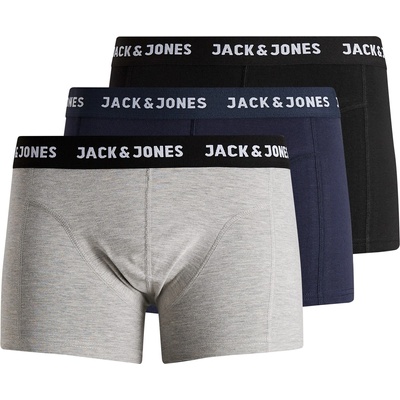 Jack and Jones Мъжки боксерки Jack and Jones Anthony 3-Pack Boxer Trunk Mens - Grey/Navy/Black