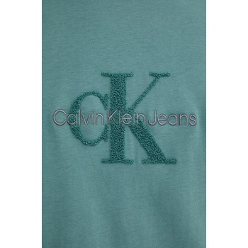 Calvin Klein Jeans Памучна тениска Calvin Klein Jeans в зелено с апликация J30J326158 (J30J326158)