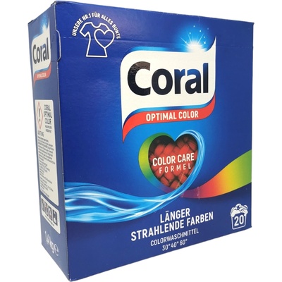 Coral прах за пране, Цветно, Color Care, 20 пранета, 1.40кг