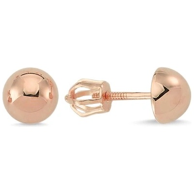 Lillian Vassago zlaté lesklé a hladké náušnice polguľôčky LLV66-GER159M7 ružová
