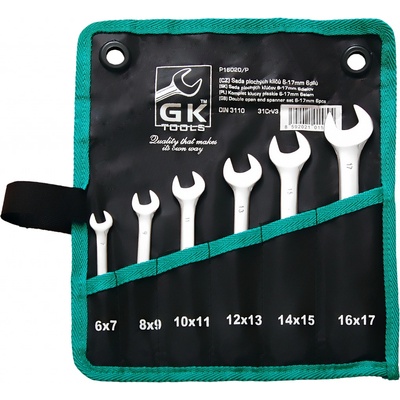 GK Tools sada plochých klíčů, chrom 6-17 mm 6 dílů P16020/P