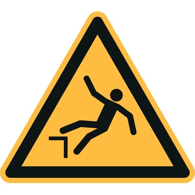 Značka Nebezpečenstvo pádu, ISO 7010, samolepka, , 100 mm, 20 ks