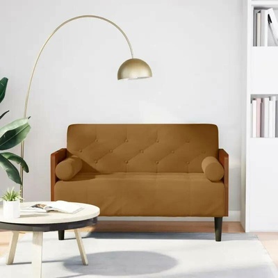 vidaXL Pohovka Loveseat s podhlavníkem, hnědá, 110 cm, samet 11461.4100604