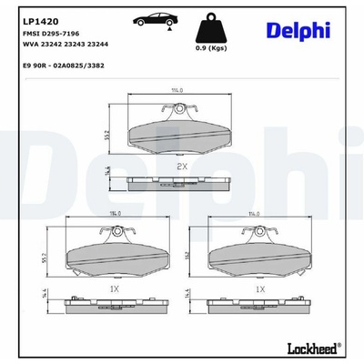 Sada brzdových platničiek kotúčovej brzdy DELPHI LP1420