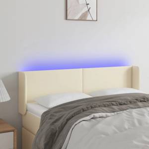 vidaXL LED горна табла за легло, кремава, 147x16x78/88 см (3123048)