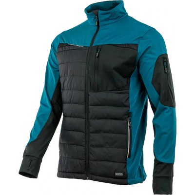 Sara Workwear Hybridní mikina COMFORT PLUS černá petrolejová