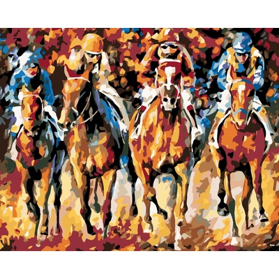 zuty Malování podle čísel Závody na koních 100 x 80 cm vypnuté plátno na rám