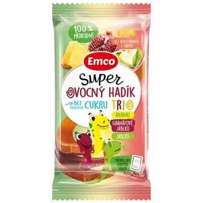 Emco Super ovocný hadík Trio ananas granátové jablko a jablko 20 g